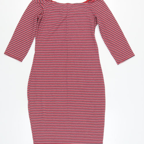 Boohoo Women's Striped Bodycon Dress, Size 16, Multicoloured