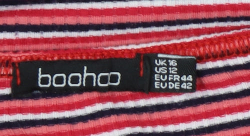 Boohoo Women's Striped Bodycon Dress, Size 16, Multicoloured
