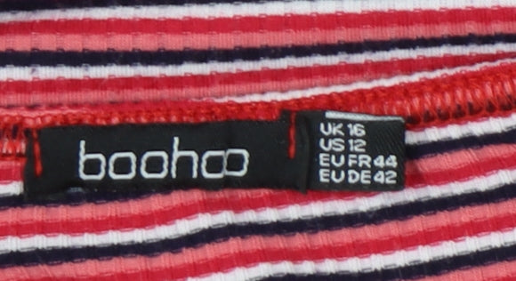 Boohoo Women's Striped Bodycon Dress, Size 16, Multicoloured