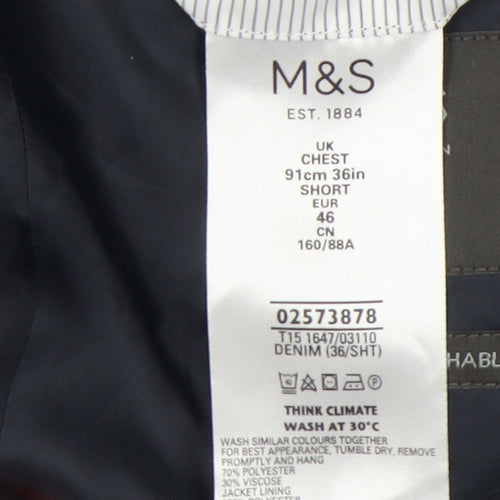 Marks and Spencer Men's Blue Blazer 36 Short