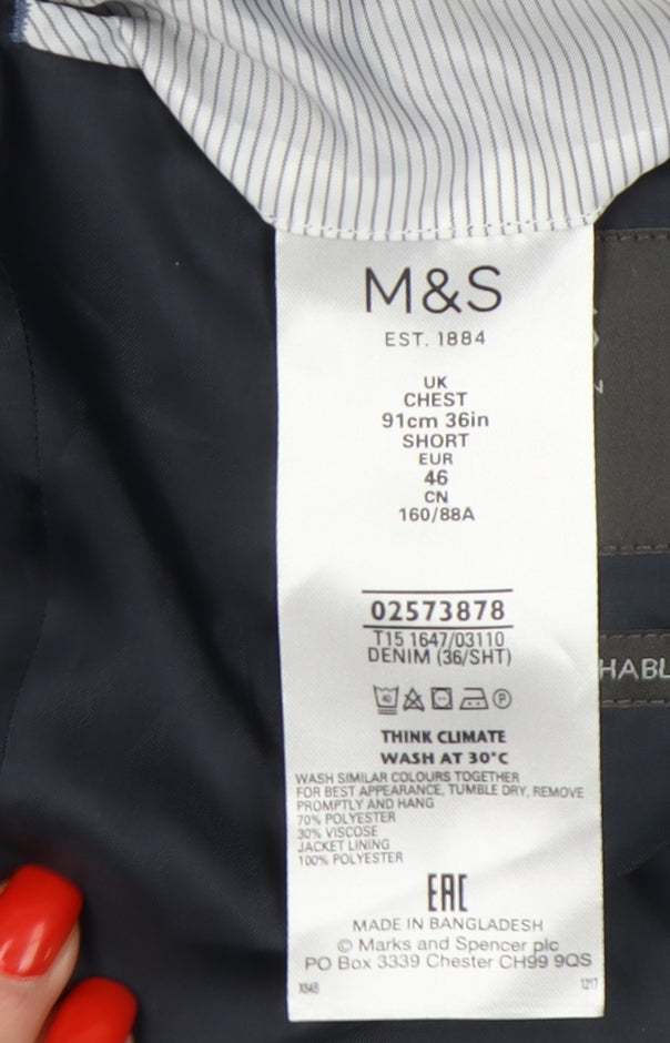 Marks and Spencer Men's Blue Blazer 36 Short