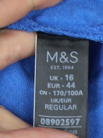 Marks and Spencer Women's Blue Linen Dress Size 16