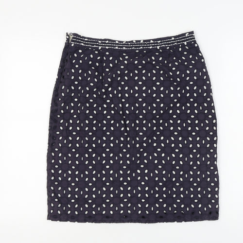 Marks and Spencer Women's Blue Cotton Skirt Size 10