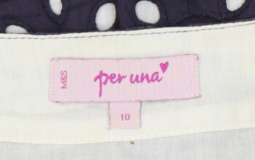 Marks and Spencer Women's Blue Cotton Skirt Size 10