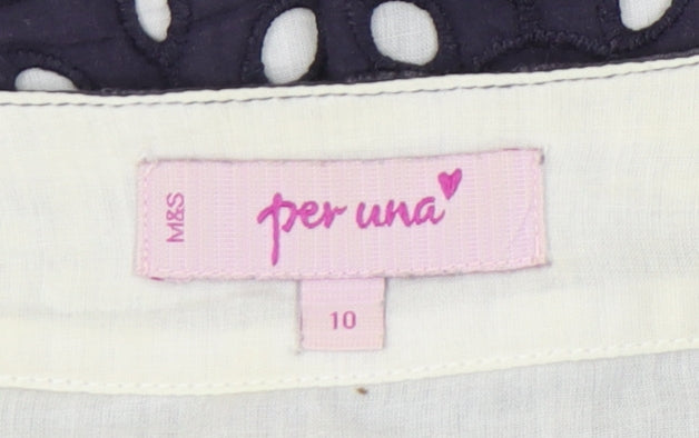 Marks and Spencer Women's Blue Cotton Skirt Size 10