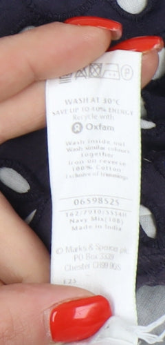 Marks and Spencer Women's Blue Cotton Skirt Size 10