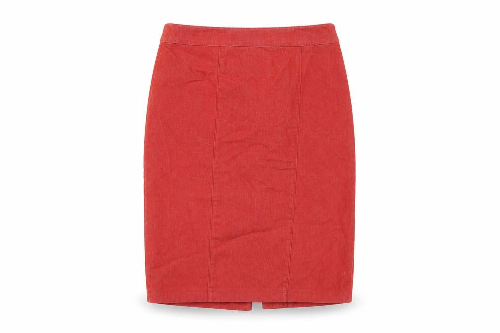 Front view of Dorothy Perkins Women's Red Pencil Skirt, size 12