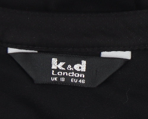 k&d London Women's Black 3/4 Sleeve Blouse Size 18
