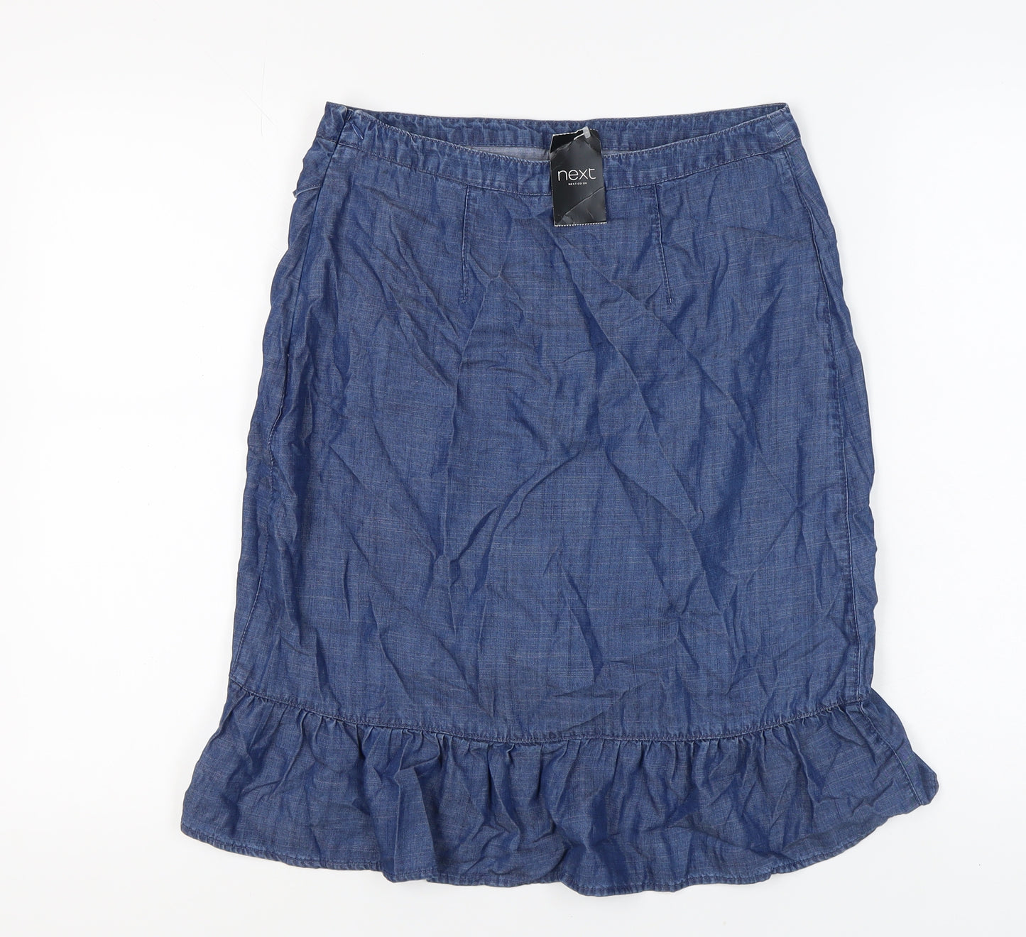 Next Women's Blue Wrap Chambray Skirt Size 10