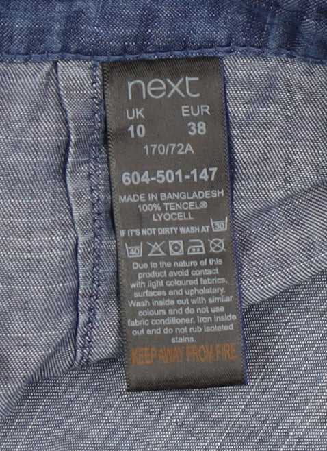 Next Women's Blue Wrap Chambray Skirt Size 10