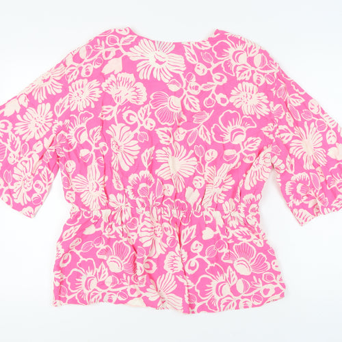 Marks and Spencer Women's Pink Floral Wrap Blouse Size 18
