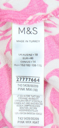 Marks and Spencer Women's Pink Floral Wrap Blouse Size 18