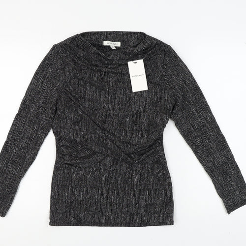 Marks and Spencer Silver Blouse Women Size 12 Knit Long Sleeve