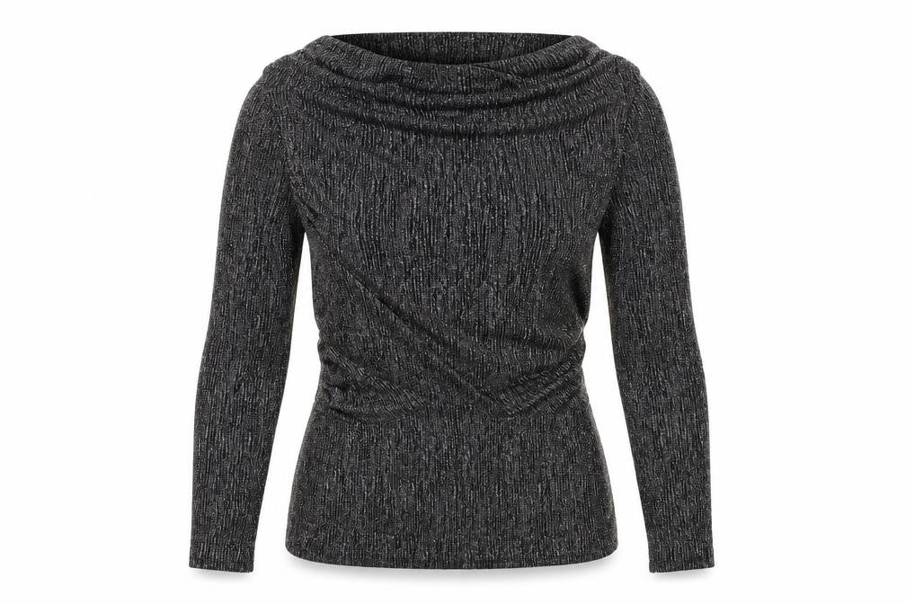 Front view of Marks & Spencer Silver Blouse Women, size 12, Knit Long Sleeve