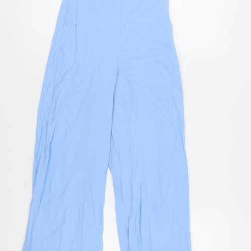 Bershka Women's Blue Jumpsuit 2XS - Casual Wide-Leg