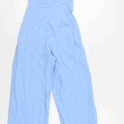 Bershka Women's Blue Jumpsuit 2XS - Casual Wide-Leg