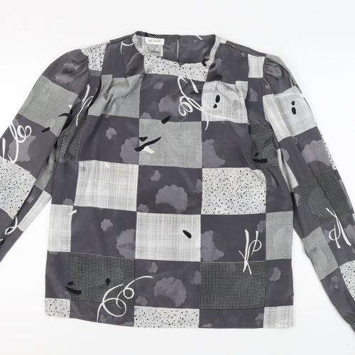 Nicola Women's Grey Geometric Blouse Size 10