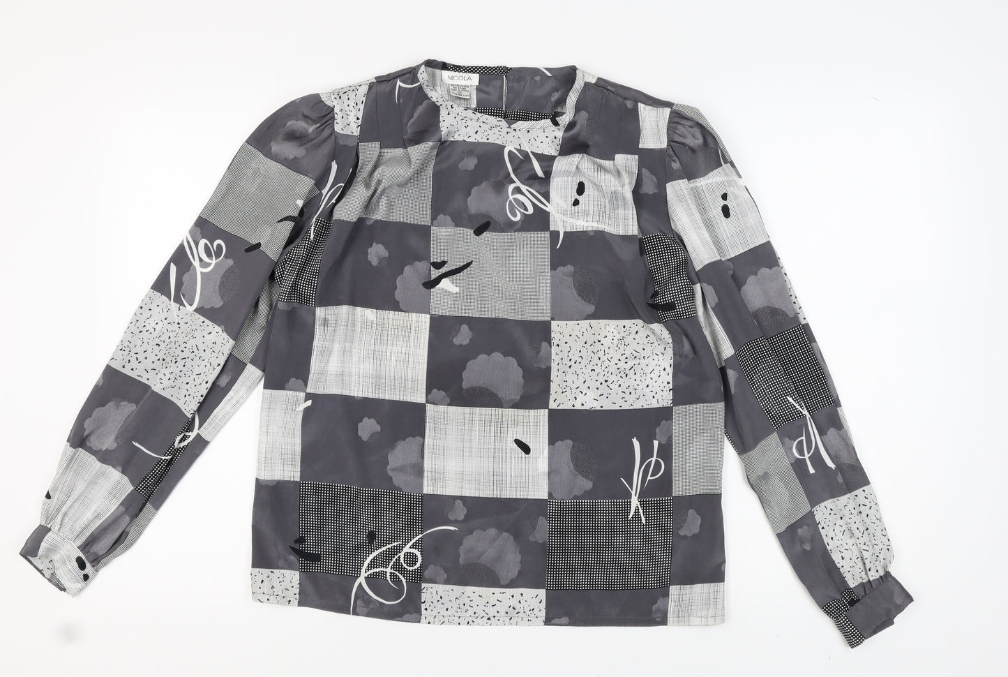 Nicola Women's Grey Geometric Blouse Size 10