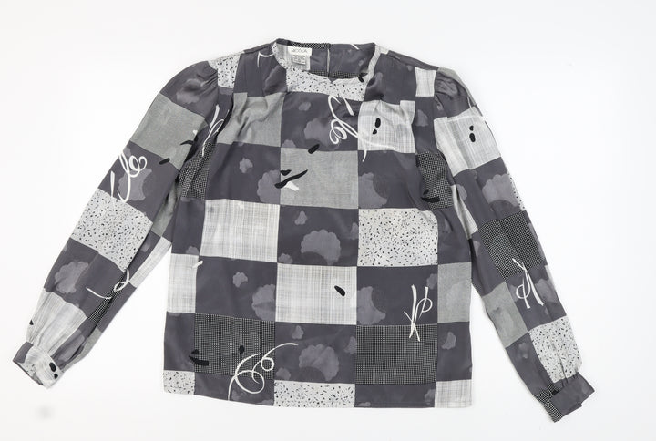 Nicola Women's Grey Geometric Blouse Size 10