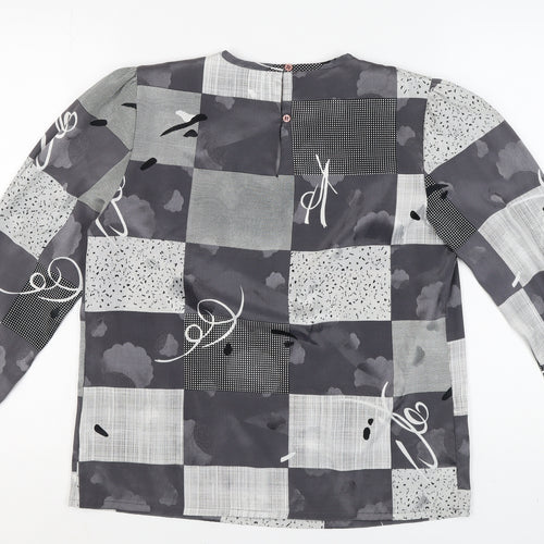 Nicola Women's Grey Geometric Blouse Size 10