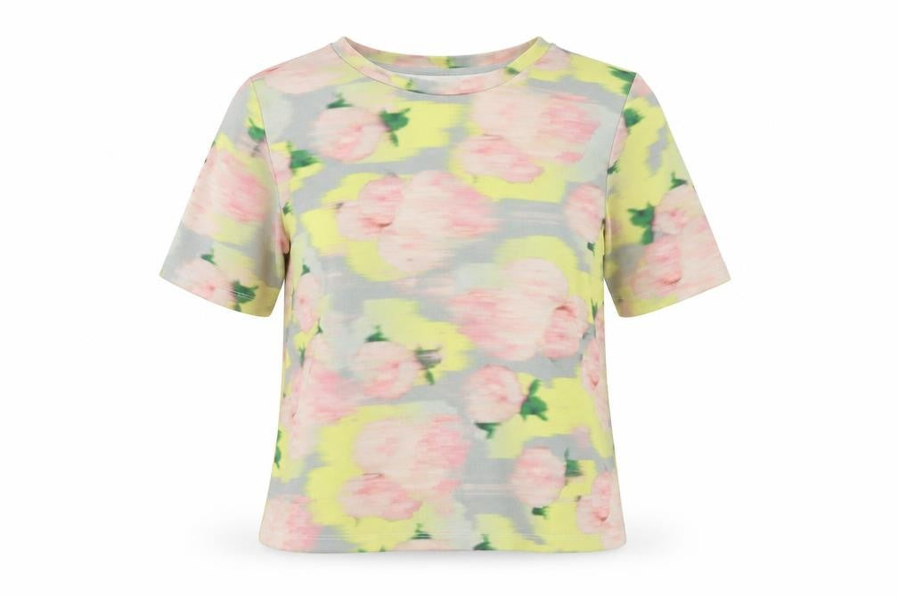 Front view of Topshop Women's Floral T-Shirt, size 10, Multicoloured