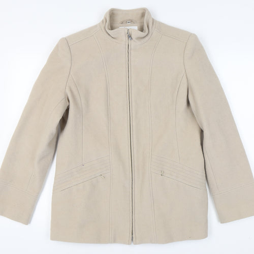 Klass Women’s Beige Wool Blend Mid-Length Coat - Size 14