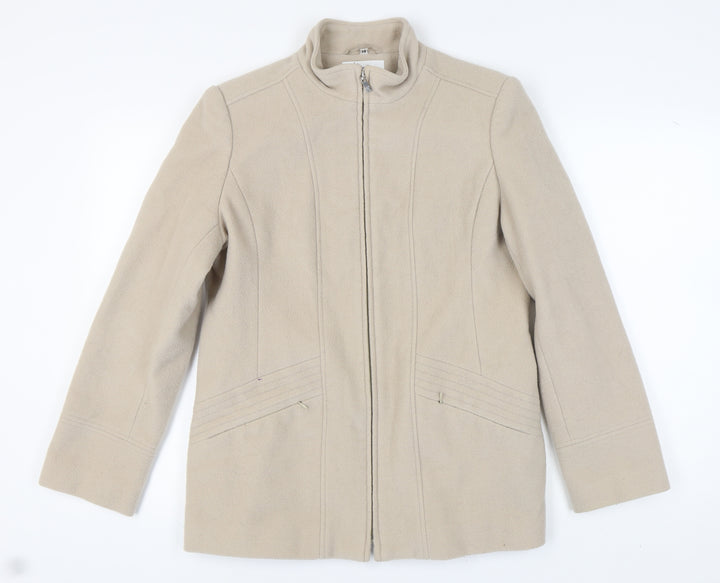 Klass Women’s Beige Wool Blend Mid-Length Coat - Size 14