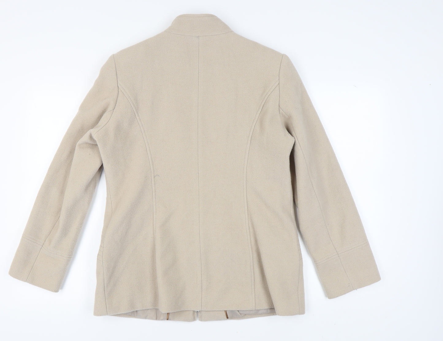 Klass Women’s Beige Wool Blend Mid-Length Coat - Size 14