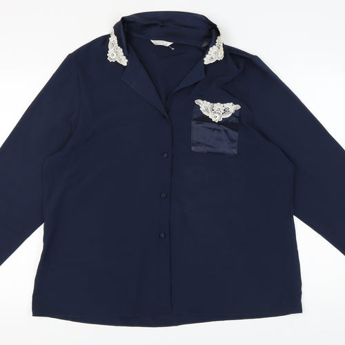 Marks and Spencer Women's Blue Pyjama Top Size 16-18