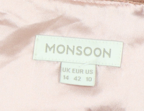 Monsoon Women's Pink Sleeveless Blouson Dress Size 14