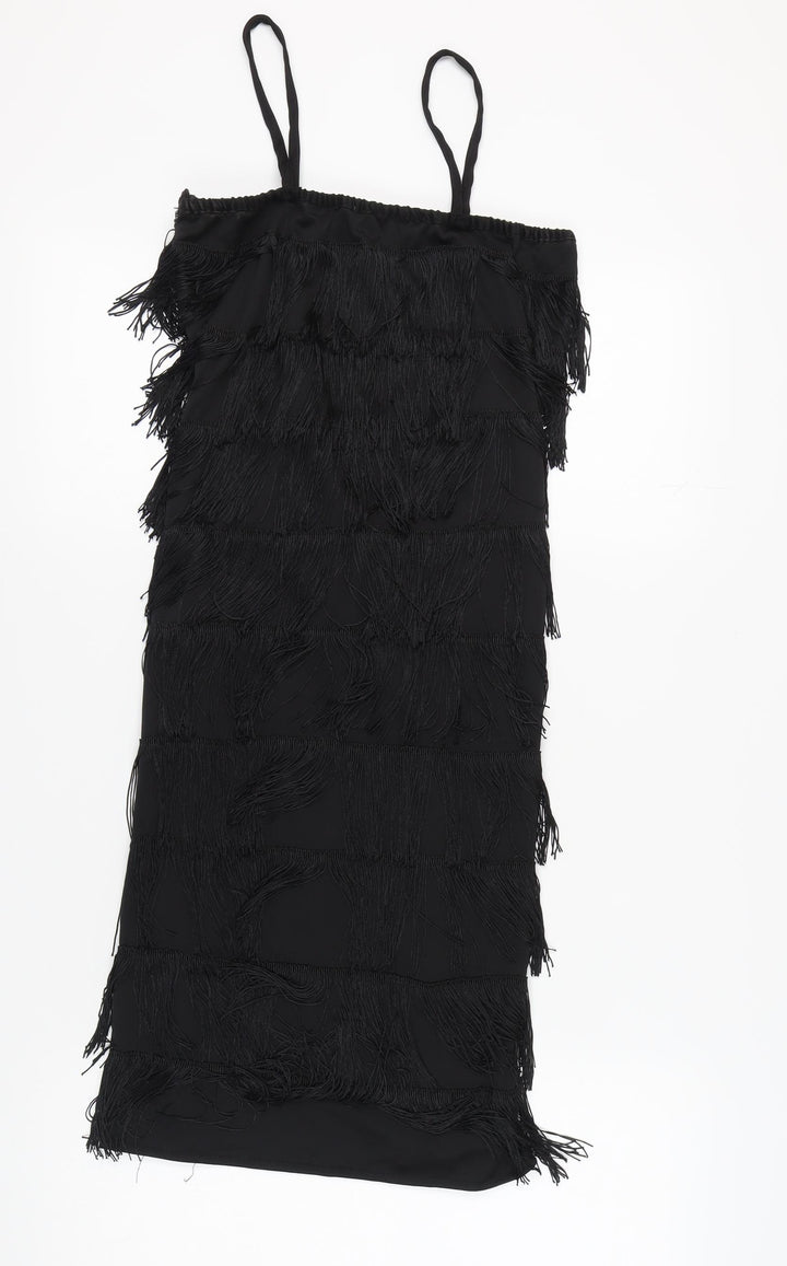 Smiffys Women's Black Fringe Fancy Dress Party Dress Size S