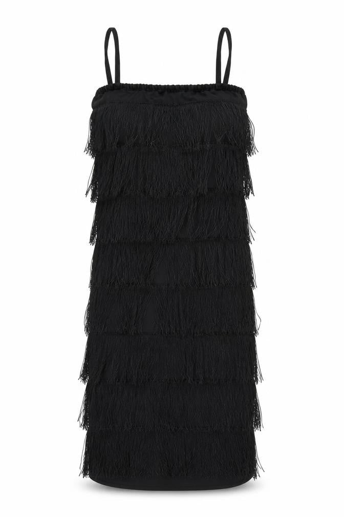 Smiffys Women's Black Fringe Fancy Dress Party Dress Size S