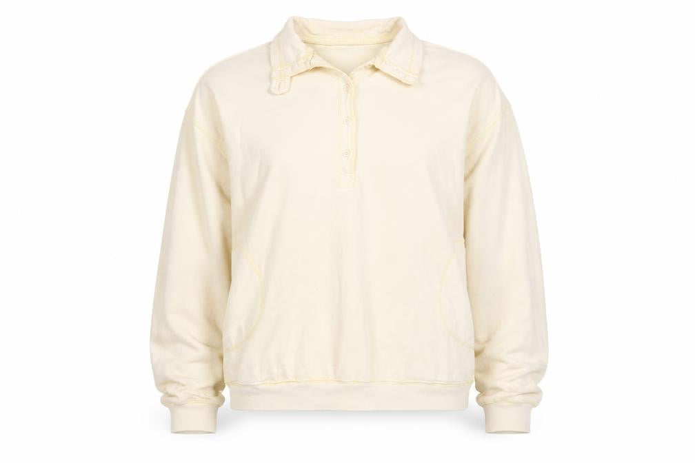 Front view of Urban Outfitters Women's Ivory Henley Sweatshirt S