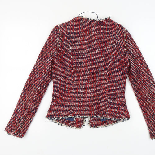 Zara Trafaluc Red Bouclé Blazer Women S