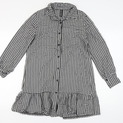 New Collection Black Check Shirt Dress Women S