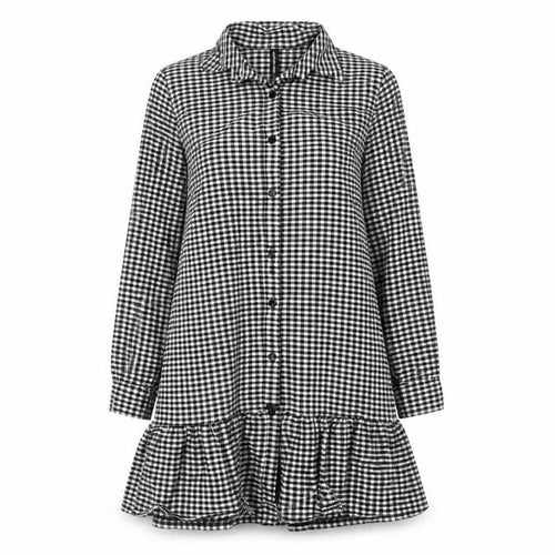 New Collection Black Check Shirt Dress Women S