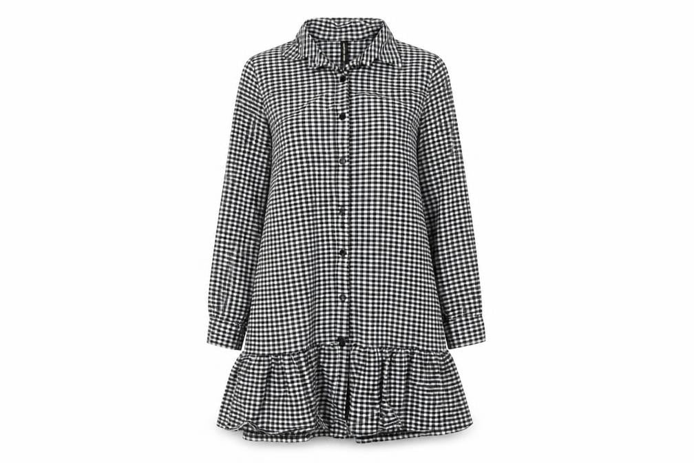 New Collection Black Check Shirt Dress Women S