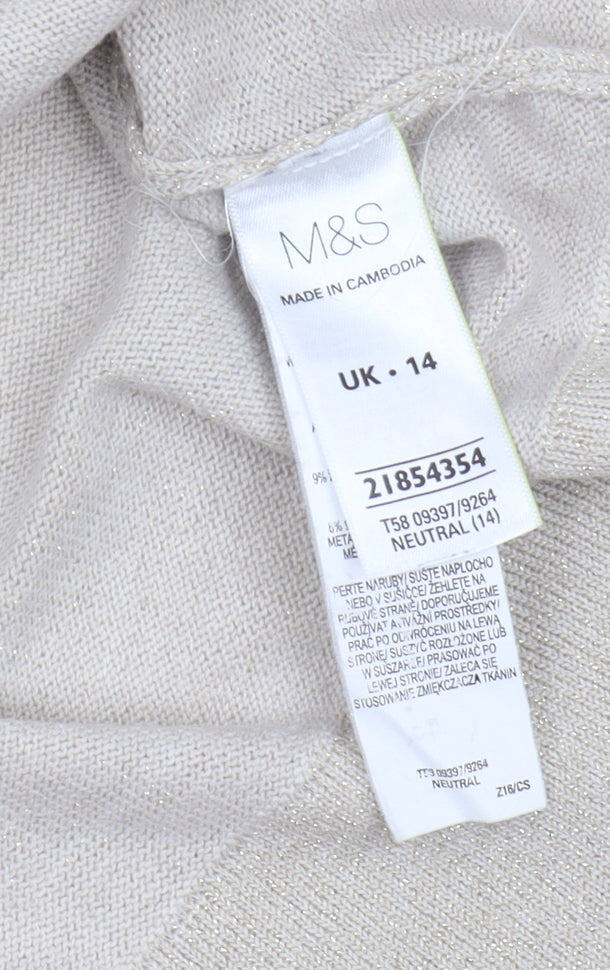 Marks and Spencer Beige Women's Pullover Jumper Size 14