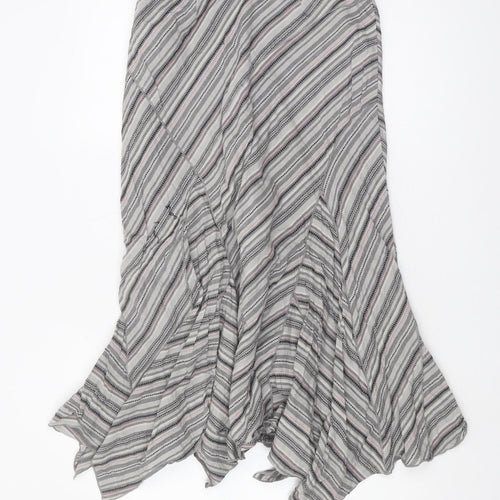 South Women's Grey Striped Embroidered Skirt Size 14