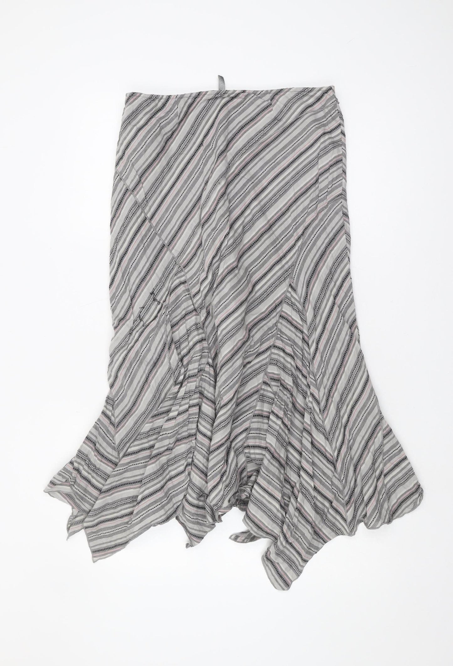 South Women's Grey Striped Embroidered Skirt Size 14