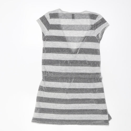 H&M Women's Grey Striped Wrap Top, Size 6