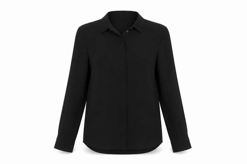 Front view of New Look Women's Black Button-Up Shirt UK 6