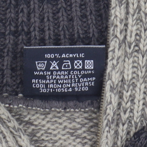 M2M Men's Beige Full Zip High Neck Jumper S