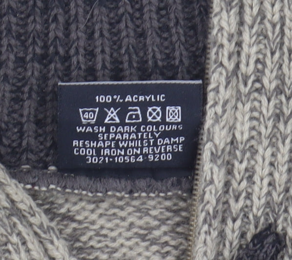 M2M Men's Beige Full Zip High Neck Jumper S