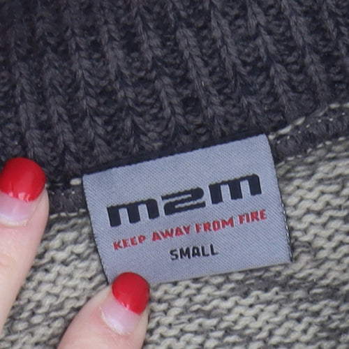 M2M Men's Beige Full Zip High Neck Jumper S