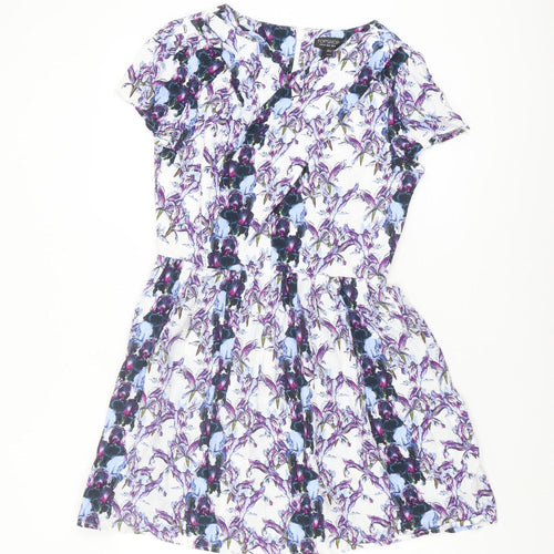 Topshop Women's Multicoloured Floral A-Line Dress Size 12