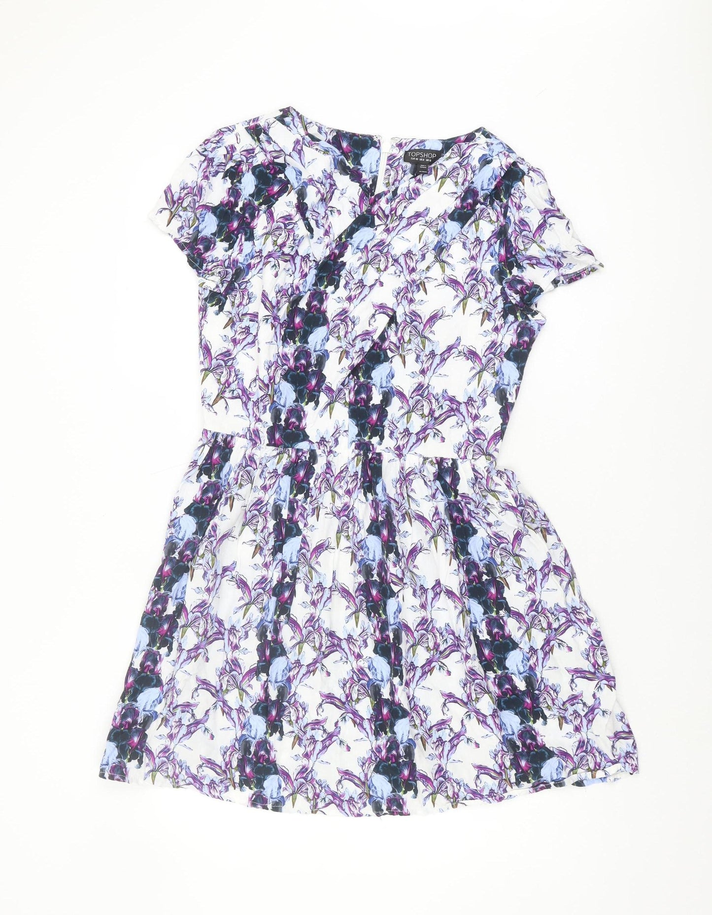 Topshop Women's Multicoloured Floral A-Line Dress Size 12