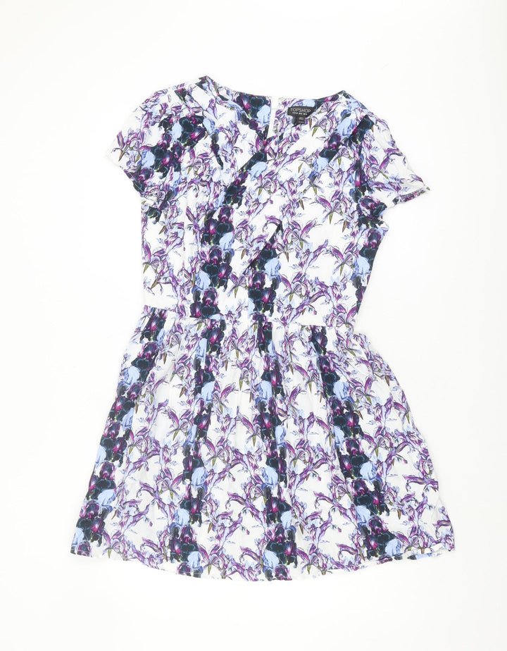 Topshop Women's Multicoloured Floral A-Line Dress Size 12