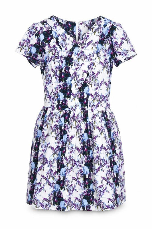Front view of Topshop Women's Multicoloured Floral A-Line Dress, size 12