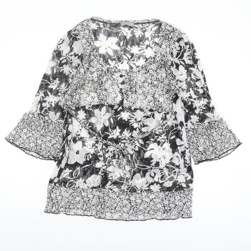 Per Una Women's Black Floral Lace Blouse Size 14